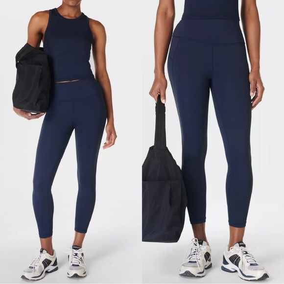 Sweaty Betty Navy Blue All Day 7/8 Leggings Small Gym Workout Active Hiking Boho - Picture 1 of 11